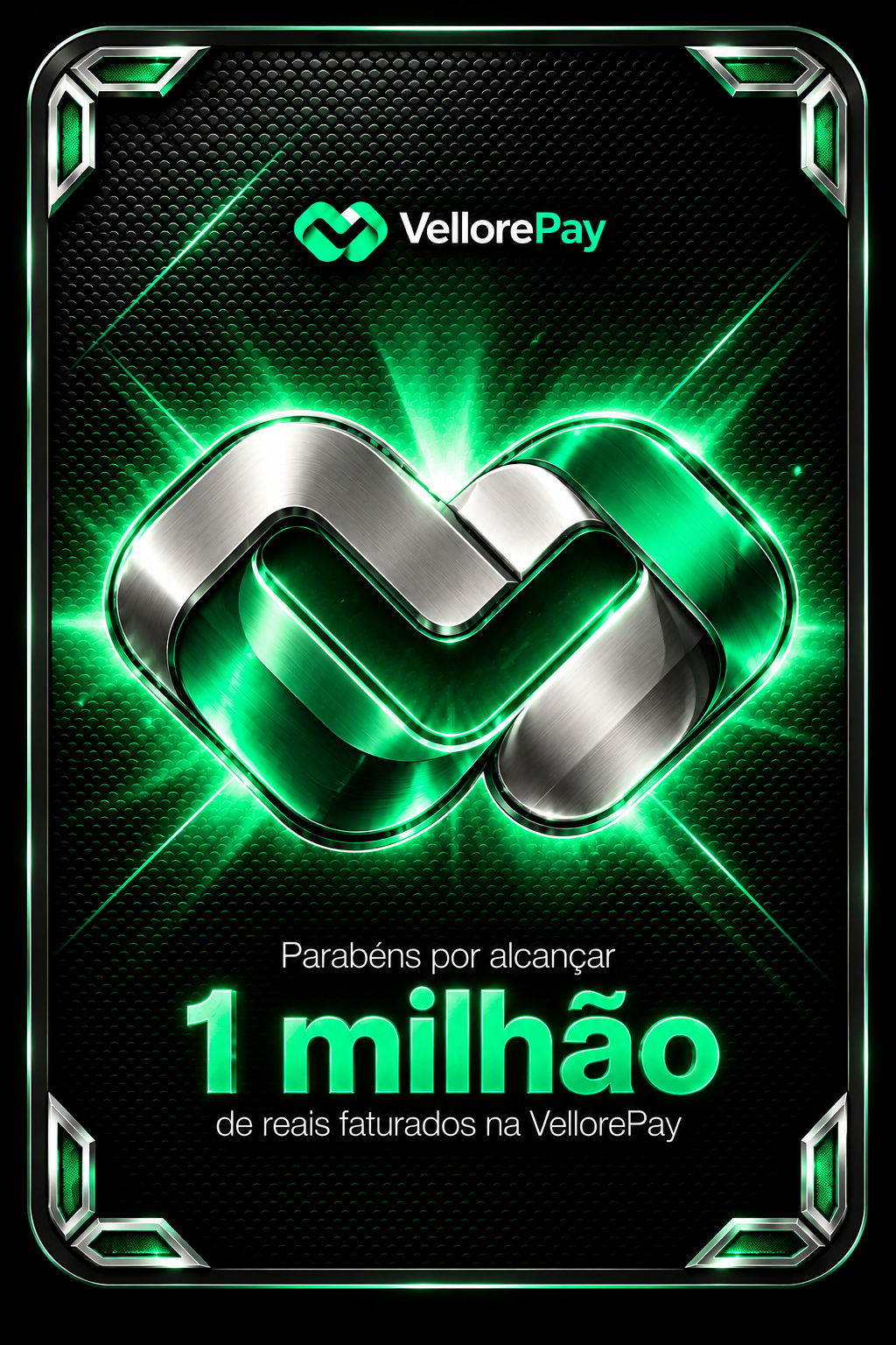 Placa VellorePay: R$ 1 milhão faturados