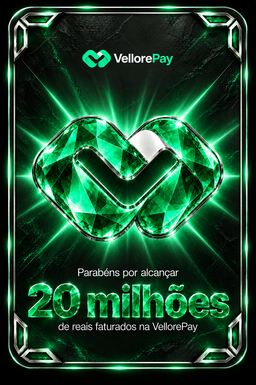 Placa VellorePay: R$ 20 milhões faturados