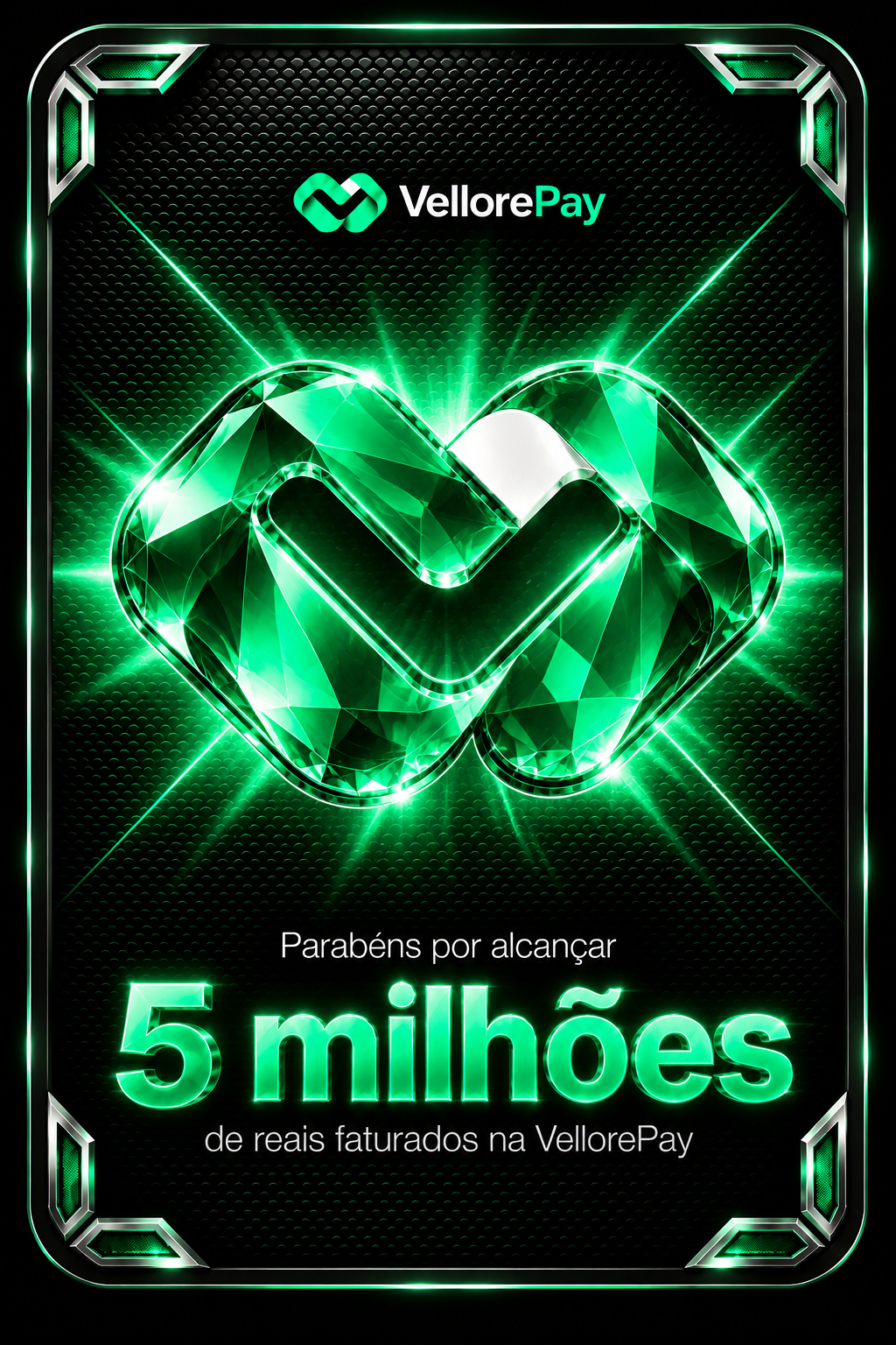 Placa VellorePay: R$ 5 milhões faturados